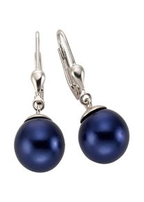 Firetti, Damen, Paar Ohrh&auml;nger &raquo;Schmuck Geschenk Ohrschmuck Patentbrisur Perle&laquo; mit Muschelkernperle, silberfarben-blau, silberfarben-blau, 