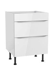 KOCHSTATION, Kochfeldumbauschrank &raquo;KS-Aken&laquo;, wei&szlig; Hochglanz-wei&szlig;, wei&szlig; -B/H/T: 60 cm x 87 cm x 58,4 cm, wei&szlig; Hochglanz-wei&szlig;