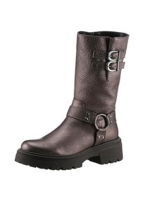 Gabor , Bikerboots, Blockabsatz, Plateau, Stiefelette, Kurzstiefel mit Best Fitting , bronzefarben , 43 , 43 , Trendiger Bikerboots mit Nieten,...