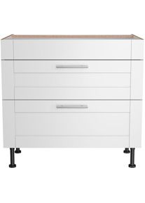 KOCHSTATION, Kochfeldumbauschrank &raquo;KS-Ahus&laquo; Breite 90 cm, wei&szlig; matt/wildeiche Nachbildung, wildeiche Nachbildung -B/H/T: 90 cm x 87 cm x 58,4 cm, wei&szlig;