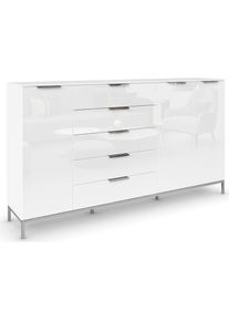 Rauch, Kombikommode &raquo;Kommode T&uuml;rkommode Sideboard Kombikommode FLIPP mit Glasfront&laquo; Breite 200 cm mit 4 Einlegeb&ouml;den, 3-t&uuml;rig mit 5 Schubladen und 