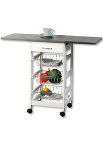 Kesper , K&uuml;chenwagen &raquo;Rollwagen - wei&szlig;, FSC&laquo;, wei&szlig; / grau, Holzwerkstoff, B/H/T: 45 cm x 75,5 cm x 37 cm, wei&szlig; / grau