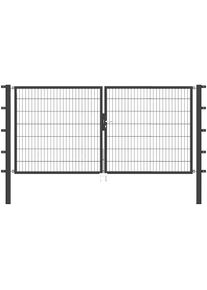 Alberts , Zaundoppelt&uuml;r &raquo;Flexo&laquo; 300 cm Breite (150cm + 150cm), in versch. H&ouml;hen , anthrazit