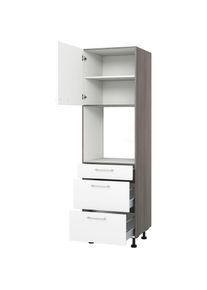 KOCHSTATION , Backofenumbauschrank &raquo;KS-Trea SB2AS-195-3&laquo; mit zwei T&uuml;ren und zwei Einlegeb&ouml;den, H&ouml;he 195 cm , wei&szlig;/eichefarben grau , eichefarben grau