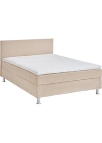 ATLANTIC HOME COLLECTION, Boxbett &raquo;Edison&laquo; inkl. Bonnellfederkern-Matratze und Topper, creme, Bezug Bett: Cord (65% Polypropylen, 35% Polyester), Cord