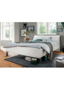 Wiemann, Futonbett &raquo;Monaco, 4-fache Liegeh&ouml;henverstellung&laquo; mit stilvollem Holzkopfteil, Made in Germany, Wei&szlig;/Leisten in Chrom, Liegefl&auml;che L&auml;nge 