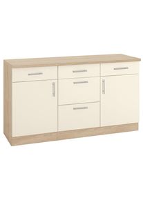 Wiho-K&uuml;chen wiho K&uuml;chen, Unterschrank &raquo;Kiel&laquo; 150 cm breit, Front: Magnolia, Korpus und Arbeitsplatte: Sonoma Eiche, B/H/T: 150 cm x 85 cm x 50 cm, Front: Magnolia