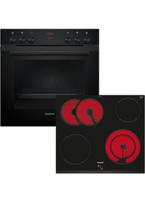 Siemens, Elektro-Herd-Set &raquo;HE213ABB3 / EA631GNA1E&laquo; mit Teleskopauszug nachr&uuml;stbar 3D Hei&szlig;luft, Deep black inox, Schnellaufheizung: schneller zur 