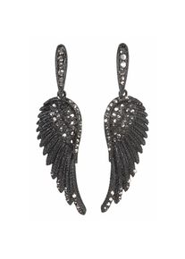 Firetti, Damen, Paar Ohrstecker &raquo;Fl&uuml;gel-Design&laquo; mit Glasstein, schwarz + silberfarben, schwarz + silberfarben, Lange Ohrstecker
