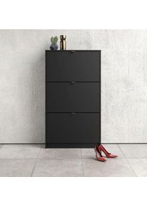 Inosign, Schuhschrank &raquo;Shoes Schuhaufbewahrung, Schuhkommode, Schuhregal, &laquo; mit drei Klappen, 2 B&ouml;den, H&ouml;he 123 cm, ca. 18 Paar Schuhe, schwarz/matt, 