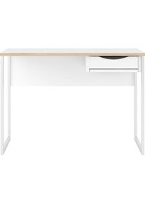 Inosign, Schreibtisch &raquo;Plus&laquo; mit vielen Stauraumm&ouml;glichkeiten, zeitloses Design, wei&szlig;/naturfarben/wei&szlig; + wei&szlig; + wei&szlig; matt, B/H/T: 110 cm x 76,5 cm x 