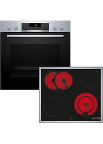 Bosch, Elektro-Herd-Set &raquo;HND271AS64&laquo; Pyrolyse-Selbstreinigung 3D Hei&szlig;luft, Edelstahl, Schwarz, Display: LED-TouchControl