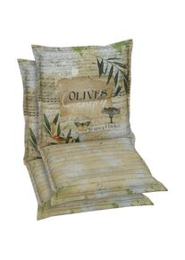 GO-DE, Sesselauflage, gr&uuml;n/braun, Obermaterial: 60% Baumwolle, 40% Polyester, B/H/T: 100 cm x 7 cm x 50 cm, gr&uuml;n/braun