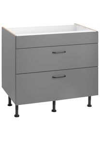 Optifit, Unterschrank &raquo;Elga&laquo; mit Soft-Close-Funktion, h&ouml;henverstellbare F&uuml;&szlig;e, Breite 90 cm, basaltgrau/basaltgrau, Holzwerkstoff, basaltgrau -B/H/T: 