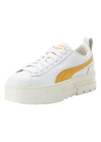 Puma , Sneaker »MAYZE LUX WNS« , Puma White-Archive Gold , 37 , 37 , Schuhblatt, Ösenleiste und Vorderkappe aus Leder