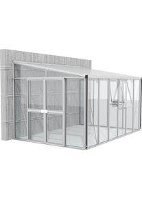 Vitavia, Anlehngew&auml;chshaus &raquo;H_elena 10200&laquo; Alu-Profile, 3 mm Sicherheitsglas, Dach 10 mm Hohlkammerplatten, alufarben, B/H/T: 397 cm x 266 cm, 