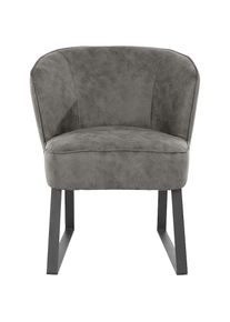 exxpo - sofa fashion, Sessel &raquo;Americano, Loungesessel&laquo; mit Keder und Metallf&uuml;&szlig;en, Bezug in verschiedenen Qualit&auml;ten, 1 Stck., anthrazit, Microfaser 