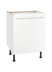 Optifit, Unterschrank &raquo;Bern&laquo; 60 cm breit, mit 1 T&uuml;r mit h&ouml;henverstellbaren F&uuml;&szlig;en, mit Metallgriff, wei&szlig; Hochglanz/wei&szlig;, B/H/T: 60 cm x 87 cm x 58,4 cm