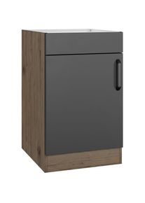 Wiho-Küchen wiho Küchen , Spülenschrank »Elba«, in den Breiten 50 und 60 cm , Front: Schwarz, Korpus: Halifax Eiche Braun