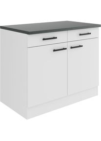 Optifit, Unterschrank &raquo;Palma&laquo; Breite 100 cm, mit 2 T&uuml;ren und 2 Schubk&auml;sten, wei&szlig;/wei&szlig;-anthrazit, Spanplatte, wei&szlig; -B/H/T: 100 cm x 84,8 cm x 60 cm, 