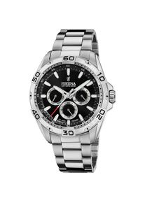 Festina, Herren, Multifunktionsuhr Armbanduhr, Quarzuhr, Herrenuhr, Edelstahlarmband, bis 10bar wasserd., silberfarben-schwarz, silberfarben, 
