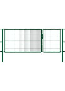 Alberts , Zaundoppelt&uuml;r &raquo;Flexo&laquo; 300 cm Breite (100 + 200 cm), in versch. H&ouml;hen , gr&uuml;n