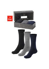 John Devin , Businesssocken, (Packung, 3 Paar), mit längerer Schaftlänge, verpackt in einer Box , 1x schwarz, 1x anthrazit meliert, 1x marine ,...