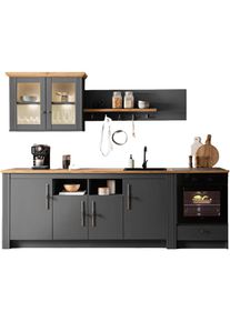 KOCHSTATION , Küchenzeile »KS-Westminster, Pantryküche im Landhaus Stil, hochwertige Metallgriffe«, (Set), Breite 268 cm, Sideboard, Wandpaneel,...