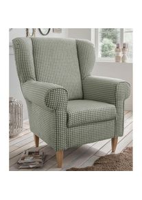 Home Affaire, Sessel &raquo;Asino&laquo; mit Hahnentritt Bezug, wahlweise mit Hocker, olive, Strukturstoff Hahnentritt (55% Polyester, 45% Polyacryl), Struktur 