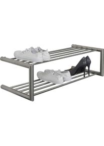 SPINDER DESIGN, Schuhregal Edelmetall, Edelstahl, edelstahl, Metall, B/H/T: 80 cm x 23 cm x 33,5 cm, edelstahl