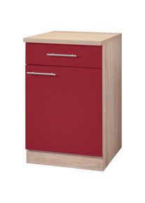 Wiho-K&uuml;chen wiho K&uuml;chen, Unterschrank &raquo;Montana&laquo; 60 cm breit, Front: Burgund, Korpus und Arbeitsplatte: Sonoma Eiche, B/H/T: 60 cm x 85 cm x 60 cm, Front: Burgund,