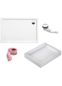 Ottofond, Duschwanne Set, 120x90x3 cm, mit Wannentr&auml;ger, Ablaufgarnitur und Fugendichtband, wei&szlig;, B/H/T: 90 cm x 14 cm x 120 cm, wei&szlig;