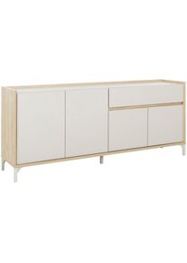 Gami, Sideboard &raquo;Lenk&laquo; Elegantes und praktisches Aufbewahrungsbuffet, Greige / Kastanie Natur Nachbildung, Spanplatte, B/H/T: 186 cm x 77 cm x 41 cm, 