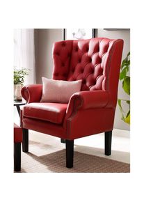 Home Affaire , Sessel »Bedford Ohrensessel Chesterfield«, mit aufwendiger Knopfheftung und geschwungenen Armlehnen , rot