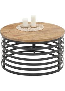 Stolkom, Couchtisch &raquo;Marly Massivholztisch rund, Wohnzimmertisch, BxH 80x40 cm&laquo; Formsch&ouml;nes Design, Gestell in Metall schwarz matt, Mango massiv + 
