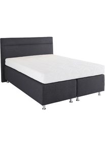 Westfalia Schlafkomfort, Boxspringbett wahlweise mit LED-Beleuchtung, Strukturstoff anthrazit, Bezug Unterbox und Kopfteil: Strukturstoff (77% 