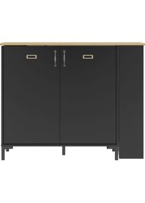 Gami, Bartisch &raquo;Manchester&laquo; Bar schwenkbar 2 T&uuml;ren, Schwarz/Eiche Helvezia + Schwarz + Eiche Helvezia, B/H/T: 94 cm x 93 cm x 45 cm, Schwarz/Eiche 