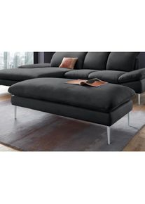 W.Schillig, Hocker &raquo;enjoy&MORE&laquo; F&uuml;&szlig;e silber matt, Breite 151 cm, schwarz Z59, Chenille-Flachgewebe R66 (85% Polyester, 15% Nylon);Longlife Xtra-Leder 