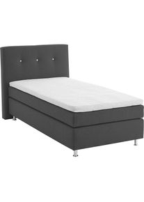Westfalia Schlafkomfort, Boxspringbett mit Topper, charcoal, Bezug Bett: Feinstruktur 100% Polyester;Bezug Bonnell-Federkernmatratze: 100% Polyester;