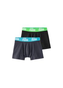 Puma , Boxer, (Packung, 2er-Pack), mit Logo Webbund , grau-blau, schwarz-grün , 134/140 , 134/140 , Jungenunterhose von Puma
