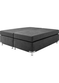 Westfalia Schlafkomfort, Boxspringbett &raquo;Holland&laquo; ohne Kopfteil, frei im Raum stellbar, anthrazit, Microvelours (100% Polyester), Microvelours Ohne 
