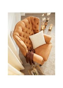 Home Affaire , Sessel »Bedford Ohrensessel Chesterfield«, mit aufwendiger Knopfheftung und geschwungenen Armlehnen , cognac