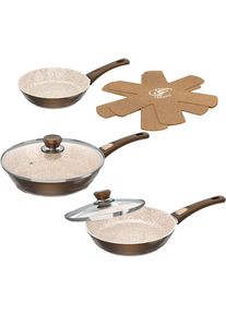 Genius , Pfannen-Set »Cerafit Granit - Grand-Edition Pfanne, 7-teiliges Set«, (Set, 7 tlg., je 1x Pfanne + Deckel 24 cm + 28 cm, 1x Pfanne 20 cm,...