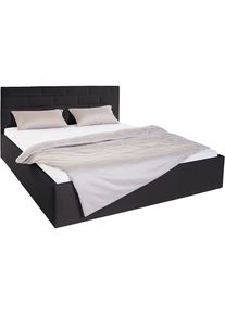 Westfalia Schlafkomfort, Polsterbett inkl. Bettkasten bei Ausf&uuml;hrung mit Matratze, Schwarz, Bezug Bett: 100% Polyester;Bonnell-Federkernmatratze: 51% 