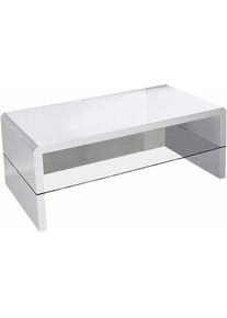 PAROLI, Couchtisch mit Klarglasablageplatte, wei&szlig;, B/H/T: 110 cm x 42 cm x 60 cm, wei&szlig;