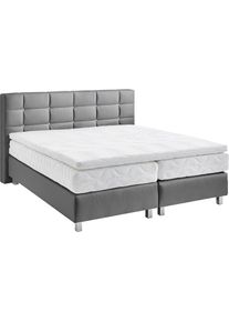 Westfalia Schlafkomfort, Boxspringbett mit Kn&ouml;pfen in Kristalloptik, wahlweise mit Topper, grau, Bezug: Kunstleder, Polyurethan;Polsterung: 100% 