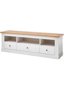 Home Affaire , Lowboard »Westminster«, im angesagten Landhaus-Look , Pinie Weiss Dekor, Applikation Wotan Eiche Dekor