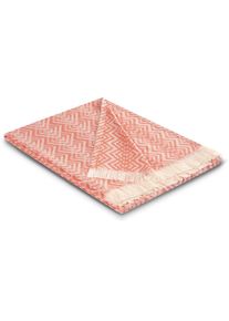 Biederlack, Plaid &raquo;Cameo&laquo; mit grafischem Design, coral, Baumwolle, Leinen, B/L: 130 cm x 180 cm, coral