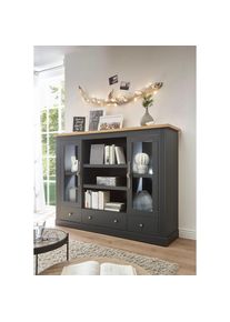 Home Affaire , Highboard »Westminster BESTSELLER!«, (Höhe ca. 122cm), im angesagten Landhaus-Look , Dunkelgrau, Wotan Eiche