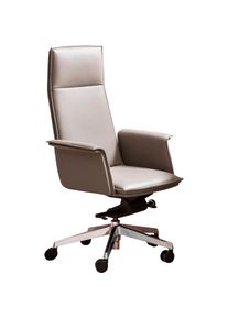 Salesfever , Chefsessel, Echtleder, Bezug aus italienischem Echtleder , Grau/Silber + Silber